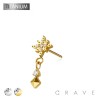 IMPLANT GRADE TITANIUM THREADLESS PUSH IN STARBURST PYRAMID DANGLE CZ TOP PART